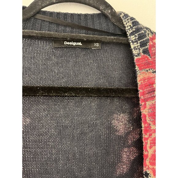 Women Desigual Open Front Cardigan Blue Colorful Size XS bohemian - Picture 4 of 8